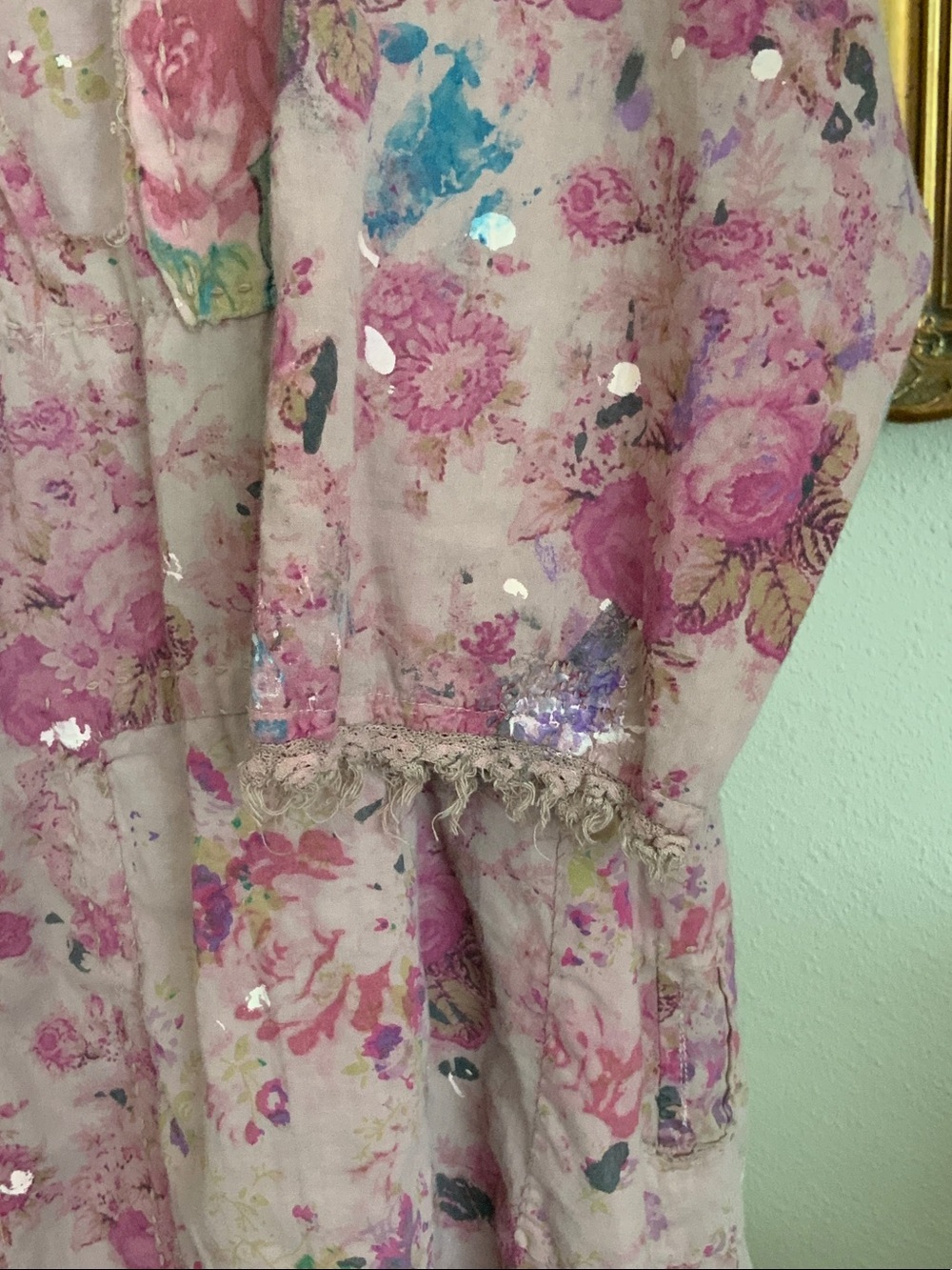 magnolia Pearl Rosewalk Bohemian Pink Floral Duster Coat OS - Picture 7 of 11